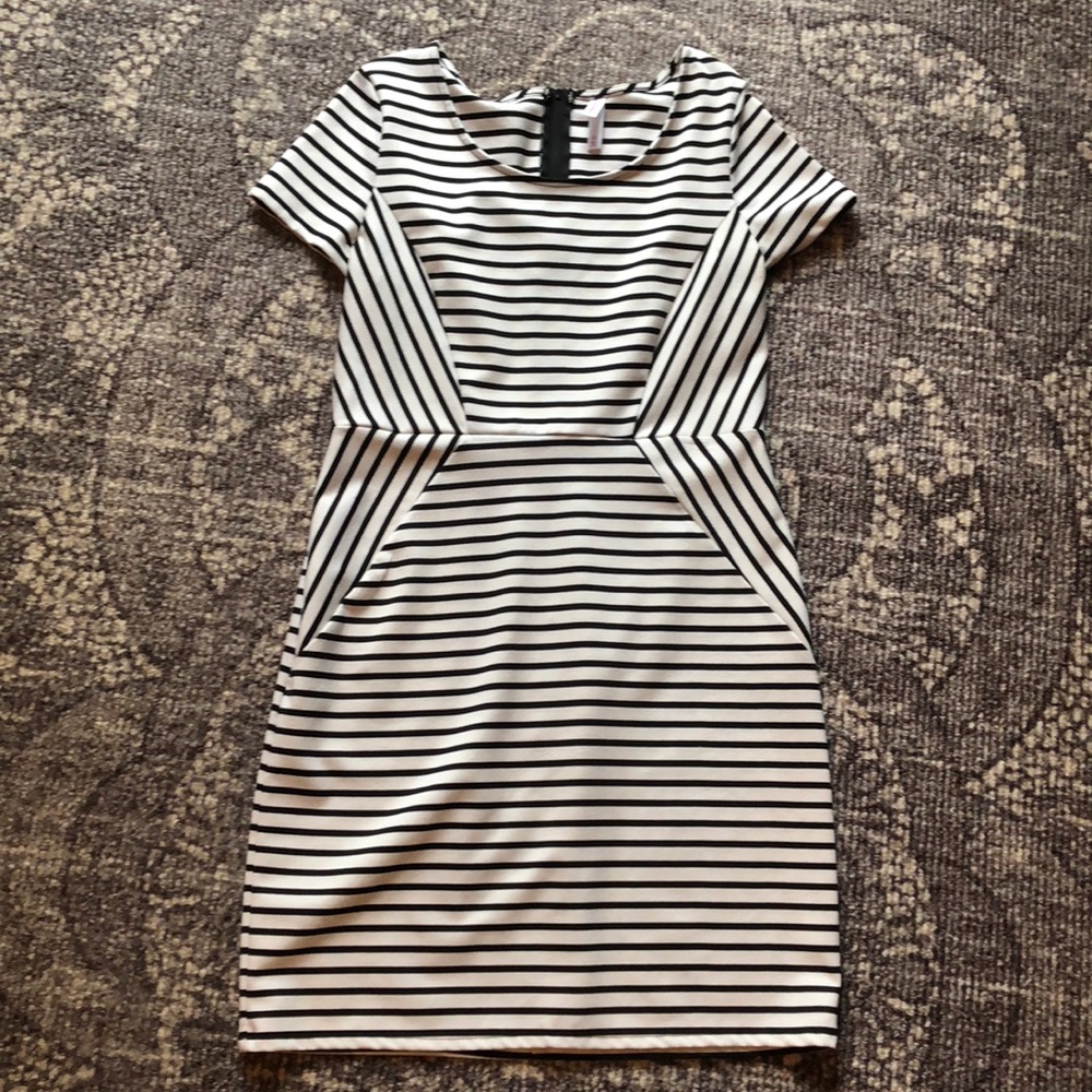 Black and white striped dress